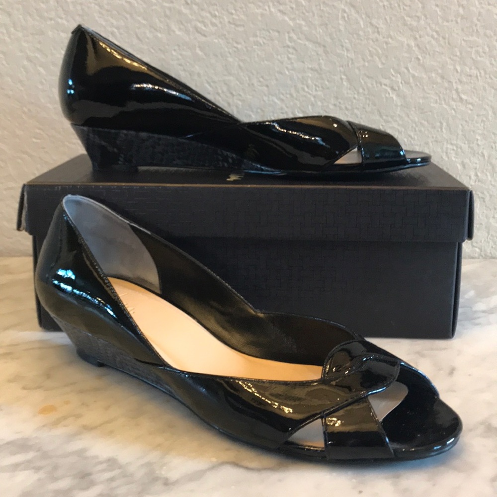 Cole Haan air Darleen black patent leather wedge